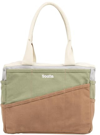 Soolla Studio Bag: Pottery Tool Bag & Craft Storage, Art Supply Organizer, Washable Tote, Knitting Yarn, Crochet Projects, 30 Pockets, 20+ Canvas Colors, Gift for Artists & Teachers (Good Earth)