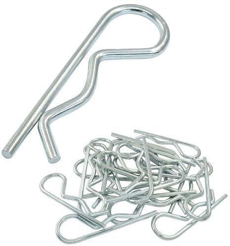 PHITUODA 20 Pcs Cotter Pins Zinc Plated Cotter Clip R Clips Hairpin Cotter Pin Trailer Clamps Spring Fasteners Hitch Pin for Trailer Locking - M3.5 × 75mm