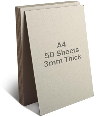 SHUESS A4 Greyboard 50 Sheets - 3000 Micron A4 (29.7 X 21 cm) Mount Board - Double-Side Grey Board - Thick Cardboard for Model Making, Thick 3 MM
