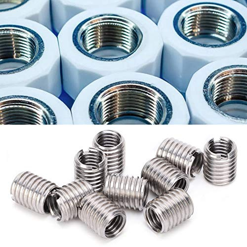 10 stycken gänginsatser M10 till M8, 12 mm rostfritt stål gänghylsa med skärslits, reduceringsmutter rostfritt stål, snabbgängsinsats för bilar, ångturbiner, maskinutrustning, möbelprojekt