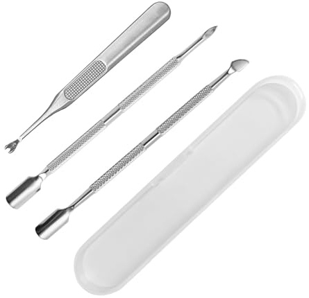 3 Pièces Repousse-Cuticules, Kit D'outils avec Fourchette Poussoir à Cuticules Double Outil Repousse Cuticul e Coupe Cuticul e Ongle pour Enlever les Peaux Mortes Manucures et Ppédicures