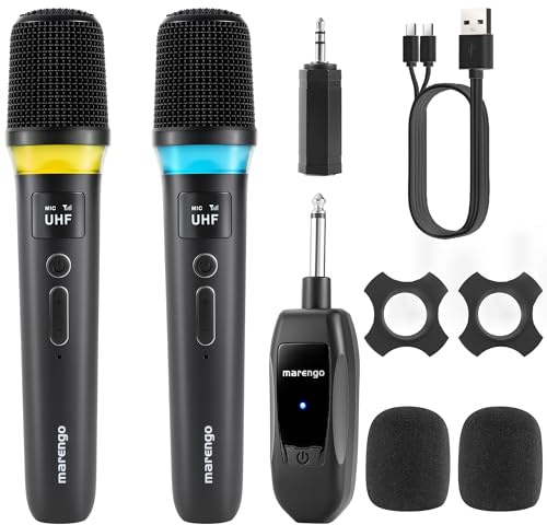 Wireless Microphones, Rechargeable Cordless Karaoke Microphone with One-to-One Chip Connection, LED Lights, 40H Duration, 200FT, Handheld Bluetooth Microphone Wireless for Singing,Speech,Church,Party