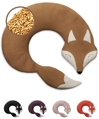 LESCHI Wheat Bag Microwavable - 100% Organic Cotton and Organic Wheat - Fox Brown - Microwave Pillow, Unscented - Snug Grain Pillow Ideal for Tension in Back, Neck and Shoulders