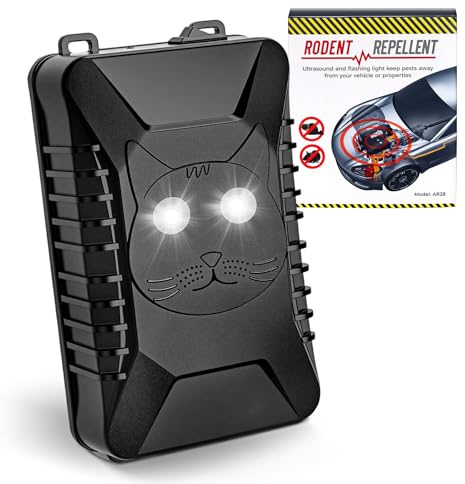 ADOGO Répulsif pour martres pour Voiture, répulsif à ultrasons pour martres fonctionnant sur Piles, répulsif pour martres pour Voiture avec Flash et capteur, répulsif pour rongeurs, Protection Contre