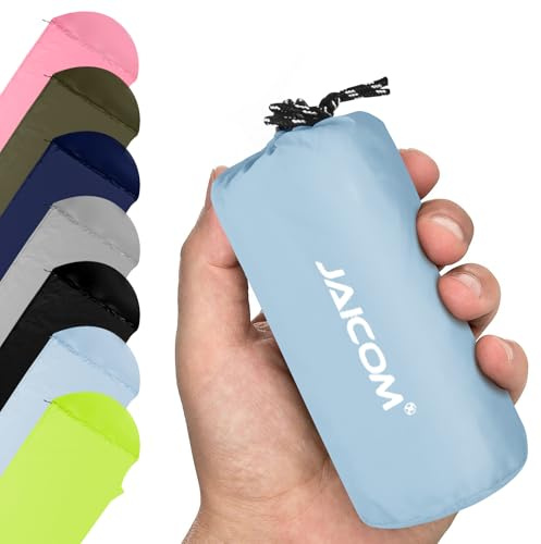 JAICOM Sábana Saco de Dormir Ultraligero, 150 g Saco Sabana, Material de Nylon, Suave y Cómodo, con Cremallera, Camping, Mochileros, Uso Hotelero (Azul Cielo)