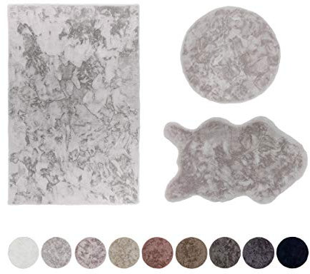 Schöner Wohnen Kollektion Hochwertiger Kunstfell Teppich flauschig - Teppich Wohnzimmer - Hochflorteppich Lammfell Schaffell - Dekofell rechteckig Silber 80 x 150 cm