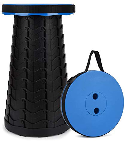 FIEMACH Tragbarer Klapphocker, Zweiten Generation Mini Teleskophocker Leichte Campinghocker für Outdoor Camping Angeln BBQ Drinnen Küche, Belastung 397 lb (Blau)