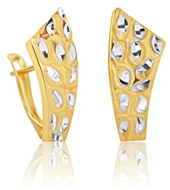 14 Karat 585 Gold Ohrringe Creolen Bicolor Matt & Glänzend Ohrschmuck – SIT21