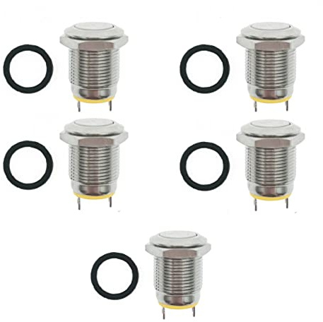 JZK 5 pezzi 3A 250V 12mm pulsante momentaneo interruttore a pulsante rotondo in metallo piccolo impermeabile interruttore a pulsante mini in acciaio inossidabile