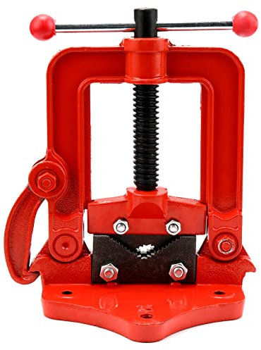 KOHAND Robuster Rohrschraubstock, geschmiedeter Schraubstock, Einfädlerrohr, Sanitärschraubstock zur Befestigung von Rohren, Klemm-Typ, passend für 3/5-Zoll-Rohre, Rot