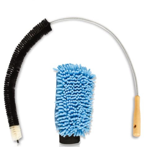 Revol Heizkörperbesen + Handschuh | 120 cm | Heizungsbesen mit Ziegenhaar Borsten | Ideal für die Reinigung von Flachheizkörpern