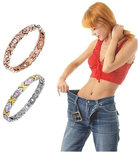 (2 Stück) 4000 Ionen Damen-Slimfit-Magnetarmband, Lymphdrainage-Magnetarmband, Energie-Anti-Schwellungs-Armband für Männer und Frauen, ideal für übergewichtige Menschen (Style B)