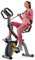 Hop-Sport 3-in-1 Heimtrainer Fahrrad klappbar HS-3010x Grix mit Widerstandsbändern für Ganzkörpertraining, Fitnessbike mit LCD-Display, Pulssensoren, Ergometer mit 5kg Schwungrad & 8 Widerstandsstufen