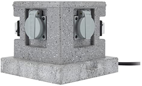 Borne Jardin IP44 4 x 16A + 2 interrupteurs câble H07RN-F 3G1,5mm² 4,5m - Zenitech