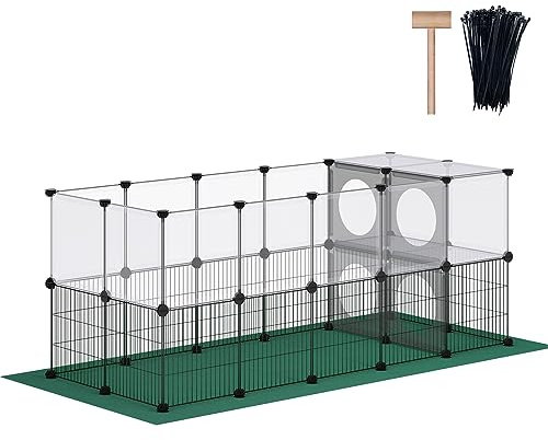 DINMO Parc pour Petits Animaux avec Tapis Oxford, 60 cm de Hauteur, Protecteur de Maison, Conception en Plastique et en métal, série de Trous de Jeux, 160 x 70 x 63 cm