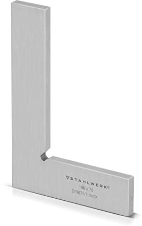 Ángulo plano STAHLWERK 90° 100 x 70 mm DIN 875/1 Ángulo de inspección/ángulo de ajuste/ángulo de tope/ángulo de precisión de acero inoxidable
