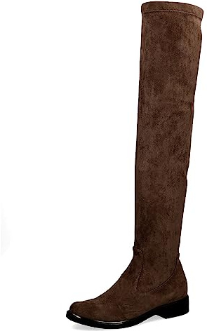 CAPRICE Bottes plates pour femme - Élégantes - Largeur G, Dk Brn Stretch, 38 EU