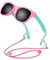 Hifot Polarisées Lunettes de Soleil Enfant,UV400 Lunettes de Soleil avec Bande Élastique Réglable Gomme Flexible Lunettes de Sport pour 3 et 12 Ans Fille et Garçon