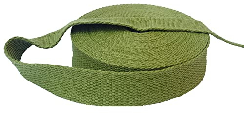 1 Inch Cotton Webbing 10 Yards Cotton Strap for Tote Canvas Bags Crafts Sewing (2017 Moss Green)