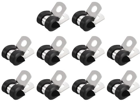 sourcing map 20pcs (6mm) Collier de Serrage 304 Inox Acier Caoutchouc Amorti Isolé Attache Grillage Rigide Sangle Clip Fixation Tube Tuyau