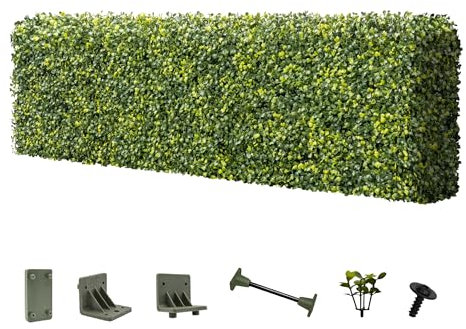 Bynbbur Pared de seto de boj artificial de 36 pulgadas de largo x 18 pulgadas de alto x 6 pulgadas de ancho, telón de fondo de césped falso, divisor de habitación, pared de privacidad para interiores