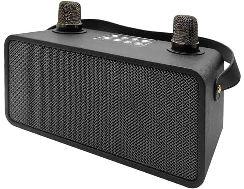 Máquina de karaoke, altavoz Bluetooth portátil con 2 micrófonos inalámbricos, micrófono de karaoke para adultos y niños, sistema PA con ajuste de eco, soporte de bajo/FM/USB/TF para fiestas en casa