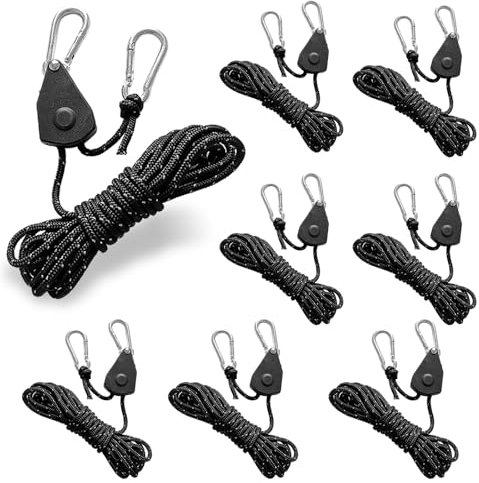 8 Stück Seilspanner, Sonnensegel Spanner 2M, 1/8 Zoll Zeltschnur mit Spanner, Spannseile für Sonnensegel, Einstellbarer Seilratsche, Zeltspanner, Abspannseile Camping(Schwarz)