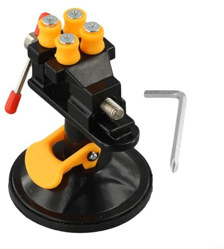 Tornillo de banco giratorio de ventosa de 360 grados, perfecto para pegar y tallar objetos pequeños (negro)