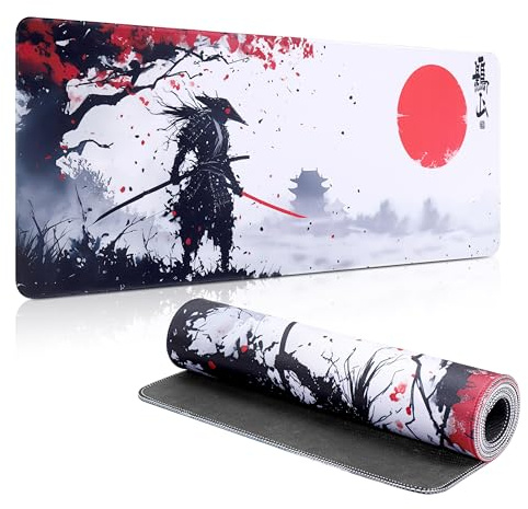 Yimomoyi Alfombrilla de ratón para Juegos 800 x 300 mm - XXL Alfombrilla de ratón Antideslizante Grande - Samurai japonés