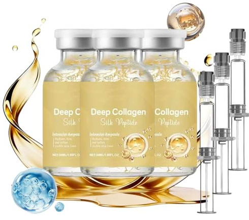 Ampoule liftante intensive aux peptides de soie, sérum liftant intense au collagène et aux peptides de soie pour le visage, raffermissant et liftant (3PCS)