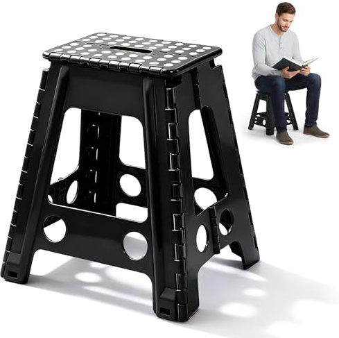 Taburete Plegable Portatil 45cm de Altura, Escalón Plegable, Taburetes Plegables, Resistente y Duradero, Escalón para Adultos y Niños, Silla de Cocina, Baño y Jardín