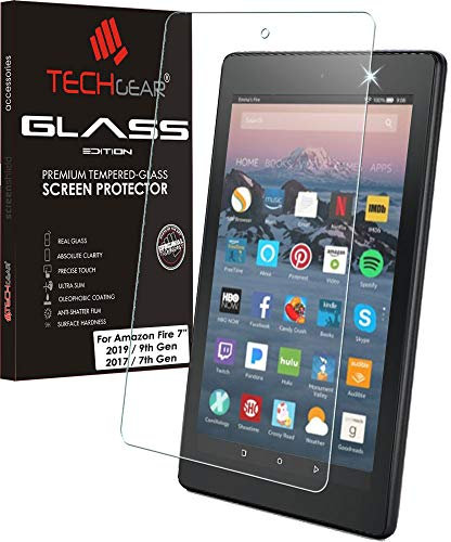 TECHGEAR GLASS Edition Screen Protector for Previous Amazon Fire 7 Tablet (9th Generation / 2019 & 7th Gen / 2017) - Genuine Tempered Glass Screen Protector Cover