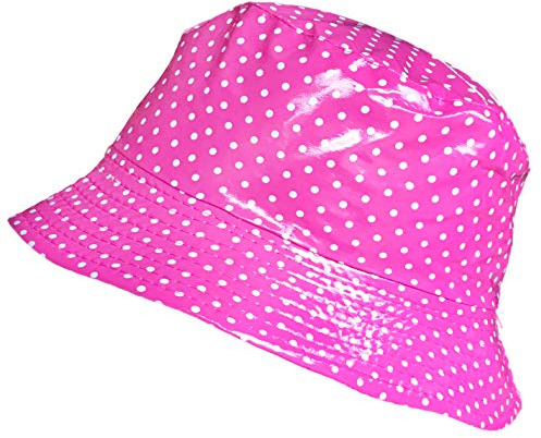 TOUTACOO, Rain Bob, regnhatt, vattentät vinyl med vaxad look (Rosa med prickar)