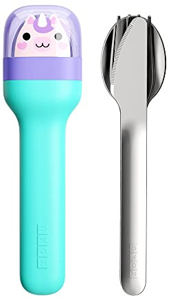 ZOKU Kids Pocket Utensil Set, Unicorn - Stainless Steel Fork, Knife, and Spoon in Case - Portable Design for Travel, School, Picnics, Camping and Outdoor Home Use