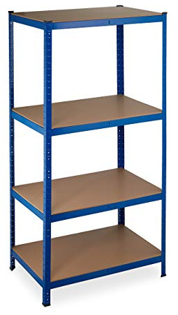 Relaxdays Étagère charge lourde, Meuble de rangement à clip, capacité 1060 kg, garage, HLP: 180x90x60 cm, bleu