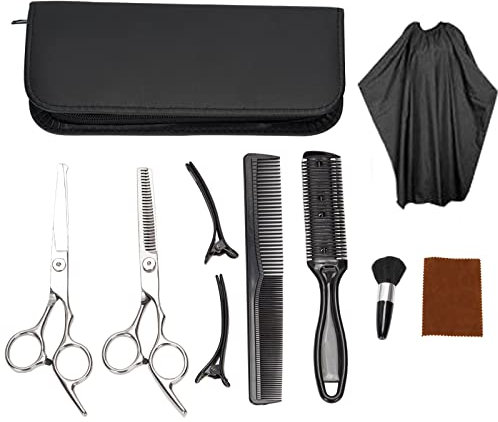 FLYAMAPIRIT Kinder-Haarscheren-Set Haarschneide-Set inklusive Effilierschere, Modellierschere, Effilier-Schneidekamm, Frisierkamm, Friseurumhang für Kinder Zuhause und Salon