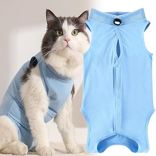 WDEC M 2.5-3.5kg Cat Professionale Recupero Vestito per Addominali ferite o malattie della Pelle, Impedire Leccare ferita, e-Collar Alternativa per Gatti e Cani, Dopo Un Intervento Chirurgico (blu)