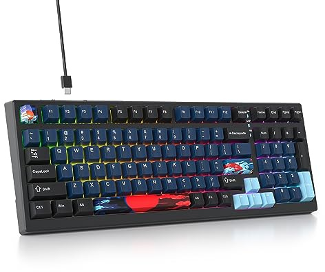 Owpkeenthy 96 Gaming Keyboard Gasket Mounted,100% Full Size Mechanical Keyboard Hot Swappable with Sound Absorbing Foam Pre-lubed Linear Switch South-Facing RGB Backlit for PC Laptop (Deep Sea)