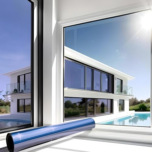 MARAPON® Vinilos para Ventanas con Adhesión Estática Efecto Espejo [60x200 cm] – Vinilo Ventana Privacidad y Protección UV, Infrarrojos – Vinilos Adhesivos para Cristales Protección contra el Calor