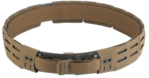 Peminkoo Cinturón táctico MOLLE 2 en 1 cinturón de Combate Militar Ligero para Caza con Hebilla de Metal de liberación rápida cinturón de Tiro Airsoft para Hombre (Khaki)