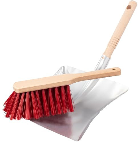 Kehrblech und Handfeger, Made in Germany, Kehrset, Kehrgarnitur ideal für Garten, Aussen, Draussen, Kehrblech Draußen, Handfeger mit Kehrblech