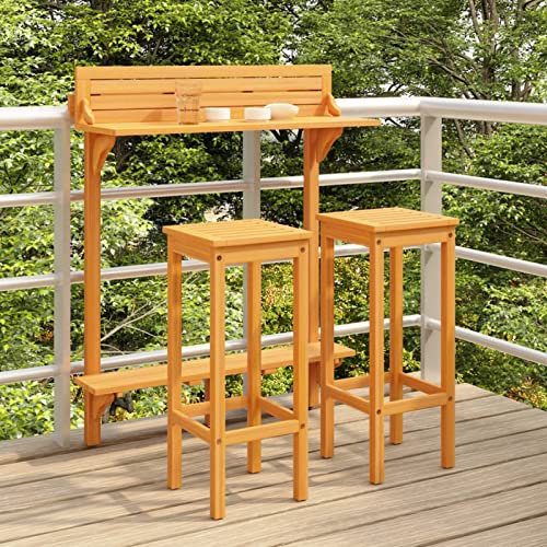 Amorsee Set Muebles de Bar de Jardín 3 Piezas, Mesa y Sillas de Bar, Mesa y Sillas Alta Jardín Terraza, Set Mesa Alta de Bar y 2 Taburetes, Mesas Altas y Taburetes Barra de Bar Exterior Jardin