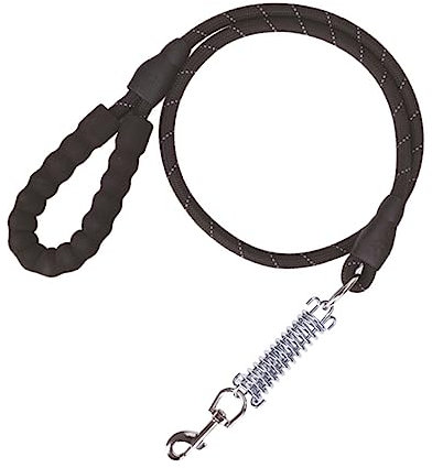 BCOATH Gepolsterte Hundeleine Trainingsseil 140 cm einziehbare Federleine kein Ziehen Hundeleine für mittelgroße Hunde Schwarz