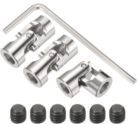 QUARKZMAN 3Pz 5mm a 6mm ID Sterzo Giunto Universale Accoppiamento, L23XD11 Metallo 45° Gradi Giunti Girevoli con Viti Set Chiave a Brugola per Modello Auto Nave Motore Albero di Trasmissione