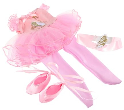 Toyvian Tenue de Ballet pour Poupée Rose en Polyester avec Jupe de Danse, Chaussures et Accessoire Cheveux, Costume Princesse Élégant pour Jeux de Rôle Garçon et Filles