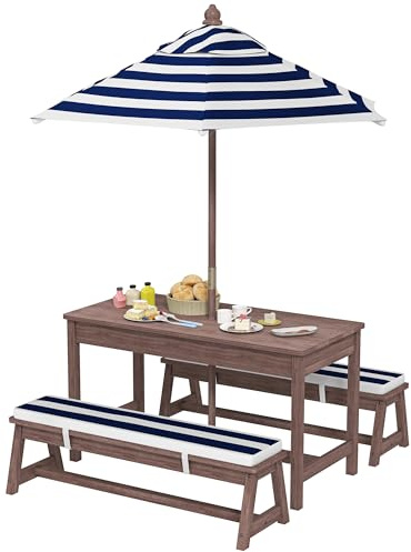 AIYAPLAY Ensemble Salon de Jardin extérieur Enfant bancs Parasol Amovible
