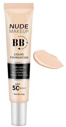 Fond de teint liquide SPF50 sans poids, hydratant pendant 18 heures, crème couvrante, respirante, protection solaire impeccable BB pour tous les types de peau, finition mate contrôlée par l'huile