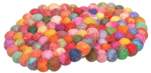 PATIKIL Set of 2 Round Wool Felt Coasters, Absorbent Cute Desk Coaster for Drinks Handmade Felt Table Decor Fun Merino Wool Pads for Bar Home Office Restaurants, Colorful