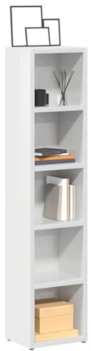 2 scaffali per CD, colore bianco lucido, 21 x 16 x 93,5 cm, in legno per CD, scaffalature moderne, per soggiorno, ufficio