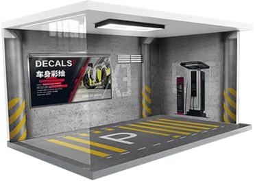 Modelos a escala 1/18, vitrina de coche, simulación, garaje, estacionamiento, con luces, acrílico, juguete de escena de vehículo, color gris